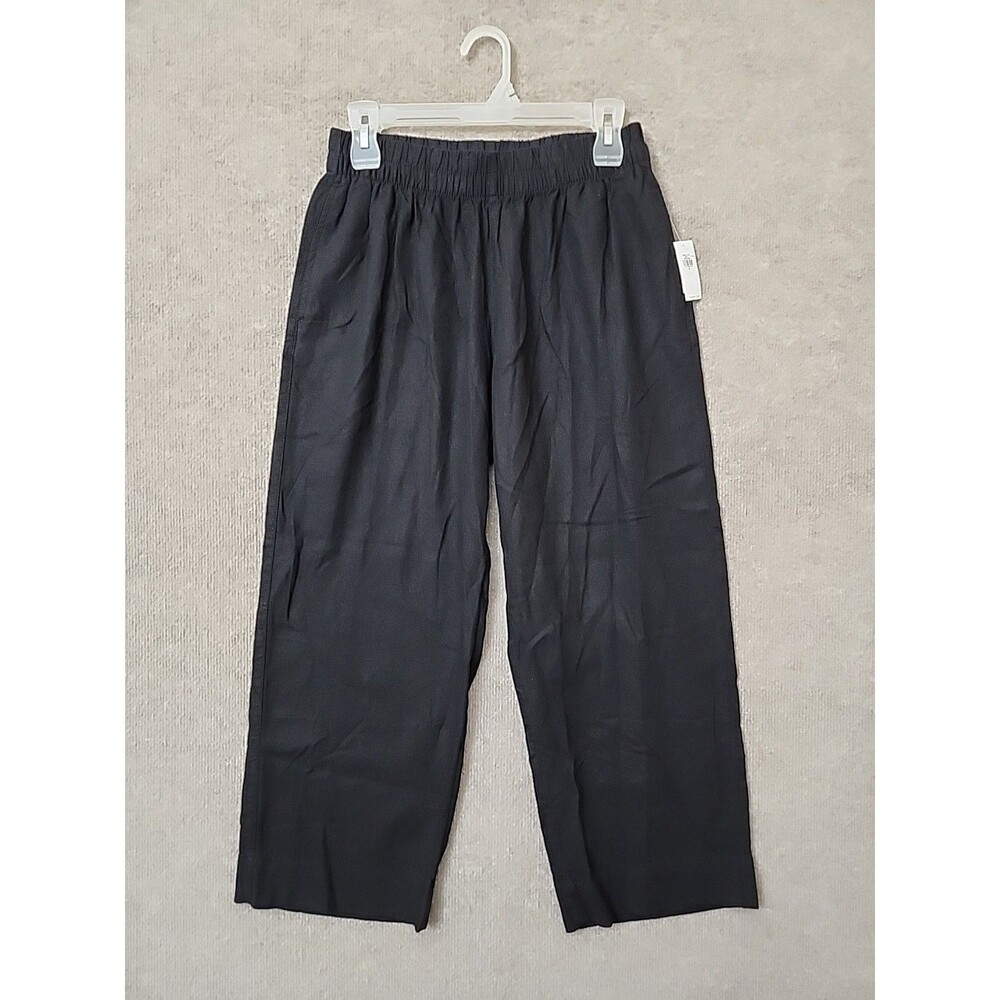 Old Navy Linen-Blend Straight Ankle Pants Womens S Black Beach Vacation NEW - Picture 4 of 11